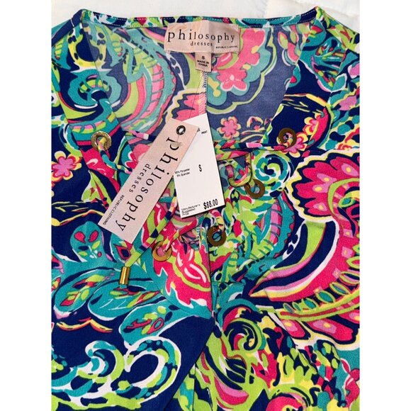 Philosophy Republic Clothing Womens S Sleeveless Lace-Up Multicolor Paisley Dres - Picture 2 of 9